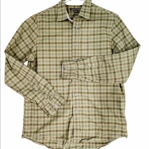Michael Kors Green Plaid Long Sleeve Shirt Medium